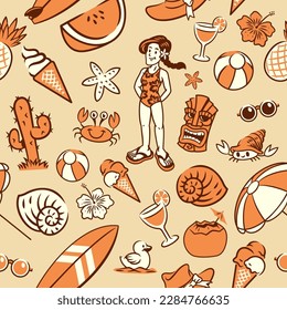 Seamless Pattern Beach Girl Holiday