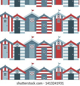 Seamless pattern with beach huts.