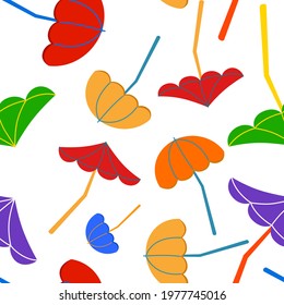 Seamless pattern of beach red and yellow umbrellas.