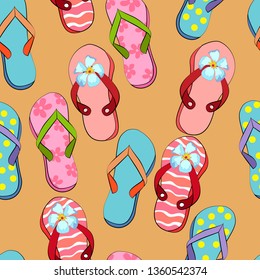 seamless pattern with beach sandals