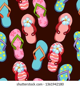 seamless pattern with beach sandals