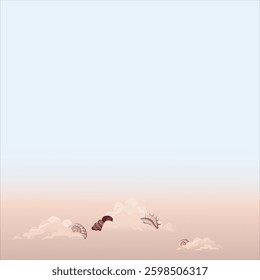 Seamless pattern beach with shells in a minimalist style.Travel and tourism marketing, brochures, websites, and promotional materials for beach resorts, coastal destinations, or summer vacations.