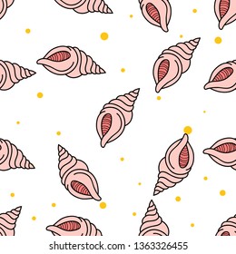 Seamless Pattern of Beach or Summer stuff icon objects hand drawn in Colorfull doodle vector