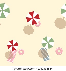 Seamless pattern beach top view.printing wallpaper.vector illustration