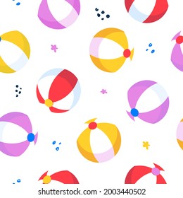 Seamless pattern with beach toy balls. 