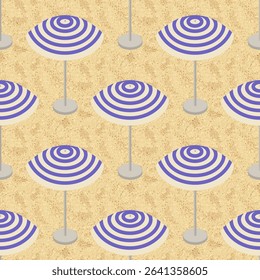 Seamless pattern with beach umbrellas - hand drawn vector illustration.