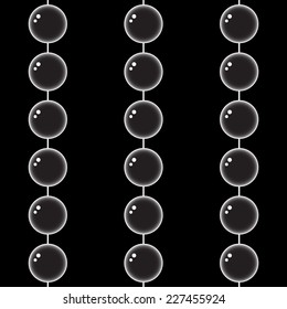Seamless pattern with beads on a black background.