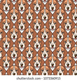 Seamless pattern with Beagle -  cute pet background. Animal design for web, mobile, infographics,  postcards, T-shirt printing, banner, poster, promotion, advertising signboard, gift wrapping paper, 