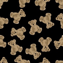 
Seamless Pattern Bear Black Background