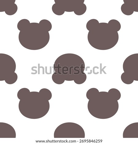 Seamless pattern with a bear head. Teddy head silhouette on a white background. Vector.
