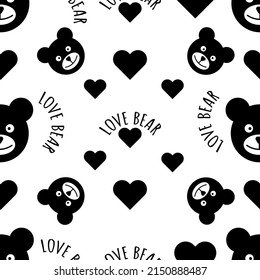 Seamless pattern with bear. Love bear. cartoon bear background. Suitable for design wallpaper, design for fabric and decor, and printed book.