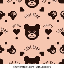 Seamless pattern with bear. Love bear. cartoon bear background. Suitable for design wallpaper, design for fabric and decor, and printed book.