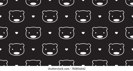 seamless pattern bear polar bear vector heart valentine day teddy wallpaper background black