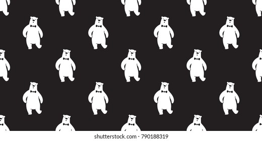 Seamless Pattern Bear Polar Bear vector bow tie walk isolated wallpaper background