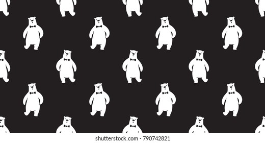 Seamless Pattern Bear Polar Bear vector bow tie walk background isolated wallpaper