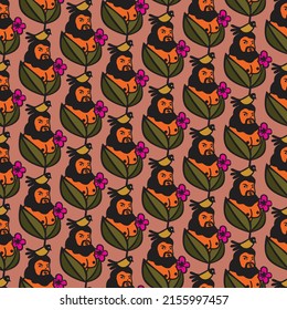 Seamless Pattern Of A Bearded Lady