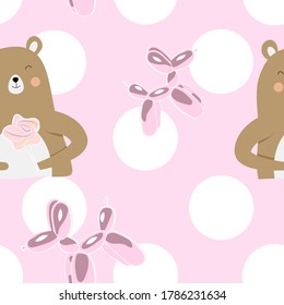 
seamless pattern with bears. children's print for fabric. poster for design. cute drawing in pink.