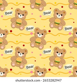 seamless pattern with bears , fabric pattern, gift wrapping paper, notebook cover, phone case 