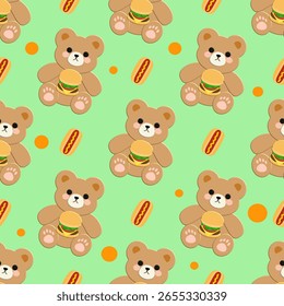 seamless pattern with bears, fabric patterns, gift wrapping paper, notebook cover, phone case 