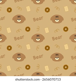 seamless pattern with bears, fabric patterns, gift wrapping paper, notebook cover, phone case 