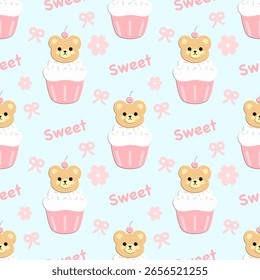 seamless pattern with bears, fabric patterns, gift wrapping paper, notebook cover, phone case 