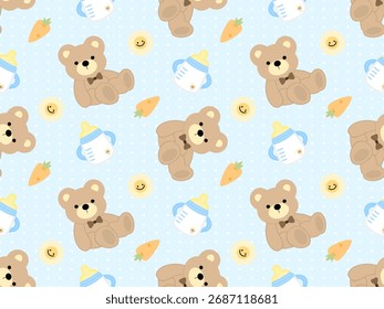 seamless pattern with bears, fabric patterns, gift wrapping paper 