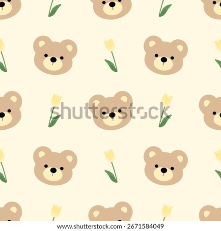 seamless pattern with bears and flowers, fabric pattern, gift wrapping paper, notebook cover, phone case pattern 