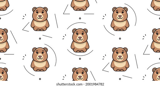 Seamless pattern with bears. Icon design. Template elements