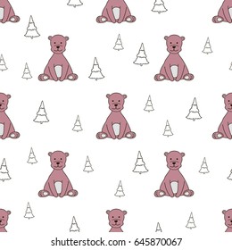 Seamless pattern with bears. Lovely Bears vector art background design for fabric and decor