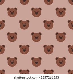 Seamless pattern of bears on a light background. Print for gift wrapping, textiles and paper. Vector