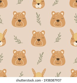 Seamless pattern with bears. Vector illustration.