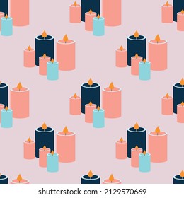 Seamless pattern. Beautiful abstract background. Candles and a can of paint. Beautiful decoration