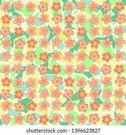 Seamless pattern. Beautiful abstract flowers are located in unev