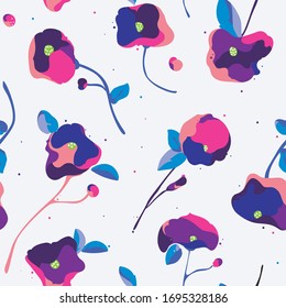 Diseño sin problemas con una composición floral abstracta y estilizada, fondo de repetición vectorial para web e impresión