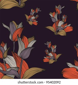 seamless pattern with beautiful abstract tulips