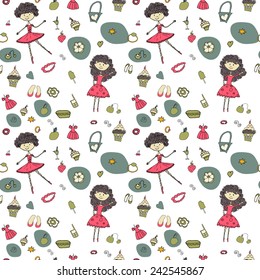 Seamless pattern. Beautiful ballerinas.