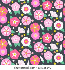 Seamless pattern with beautiful bindweeds. Vector illustration