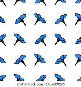 Seamless pattern with beautiful blue flowers forget-me-not for fabric, textile, clothes, tablecloth and other things. Vector image. 
