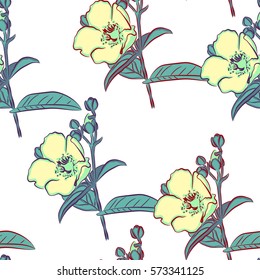 Seamless pattern with beautiful blue flowers. Vector illustration