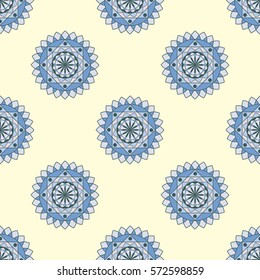 seamless pattern, beautiful blue mandala