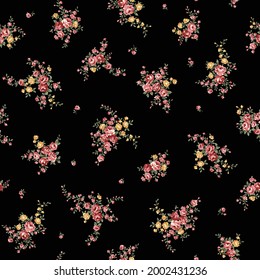 Seamless pattern with a beautiful bouquet of roses,