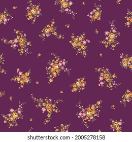 Seamless pattern with a beautiful bouquet of roses,
