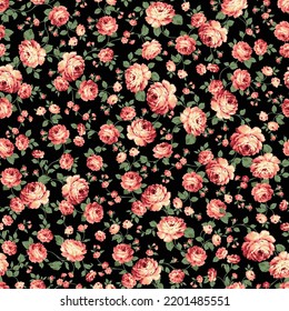 Seamless pattern with a beautiful bouquet of roses,