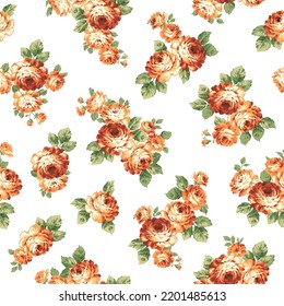 Seamless pattern with a beautiful bouquet of roses,