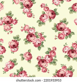 Seamless pattern with a beautiful bouquet of roses,