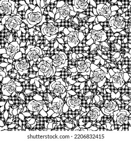 Seamless pattern with a beautiful bouquet of roses,