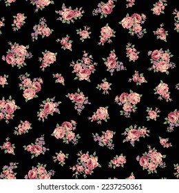 Seamless pattern with a beautiful bouquet of roses,