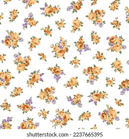 Seamless pattern with a beautiful bouquet of roses,
