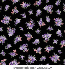 Seamless pattern with a beautiful bouquet of roses,