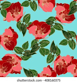 Seamless pattern with beautiful bright briar